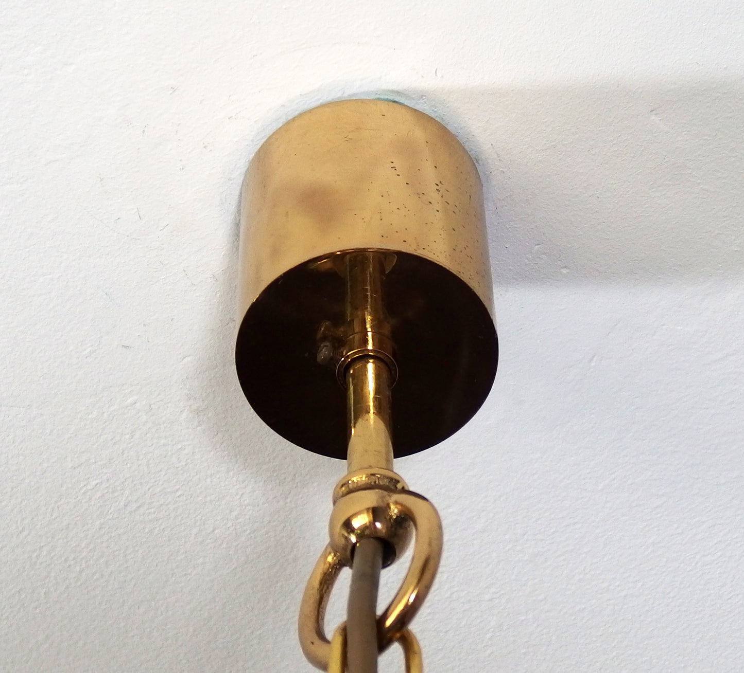 1970s 3 lights brass and glass chandelier - Retro Lamp Shop