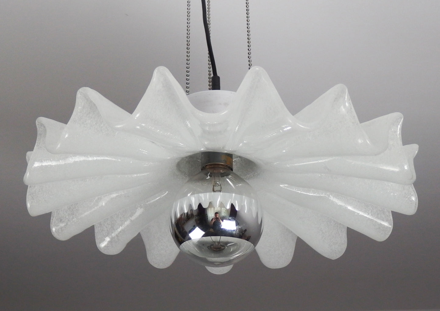 Kaiser vintage Murano glass pendant light with chrome elements - Retro Lamp Shop