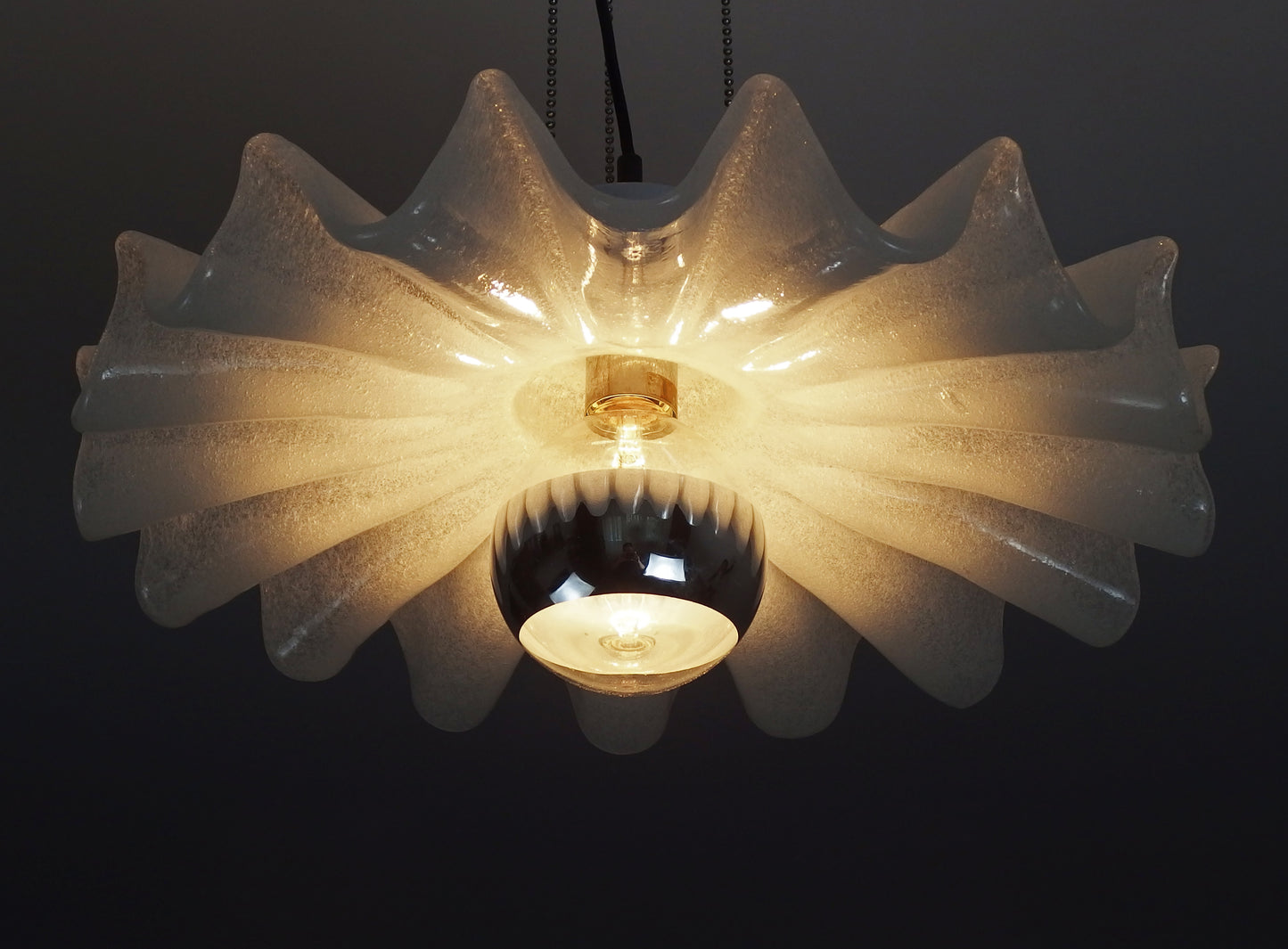 Kaiser vintage Murano glass pendant light with chrome elements - Retro Lamp Shop