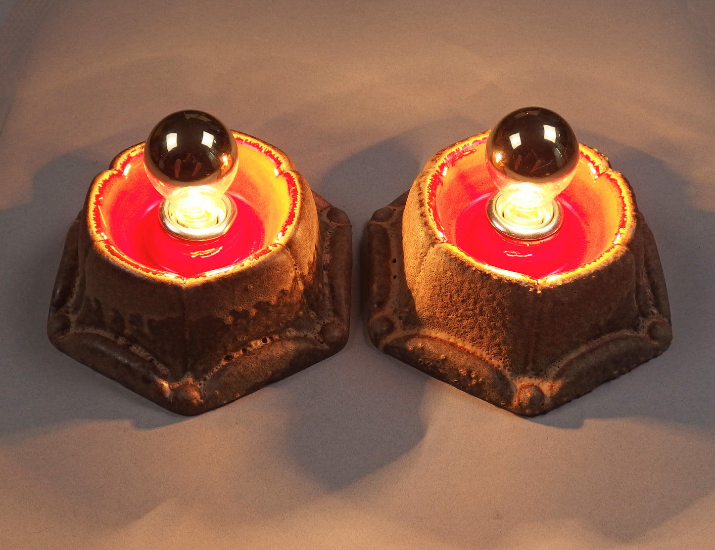 1 of 2 pairs of 70's pop art, ceramic sconces with volcanic glaze from Honsel - Retro Lamp Shop