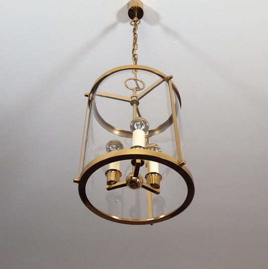 1970s 3 lights brass and glass chandelier - Retro Lamp Shop