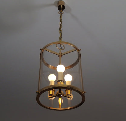 1970s 3 lights brass and glass chandelier - Retro Lamp Shop