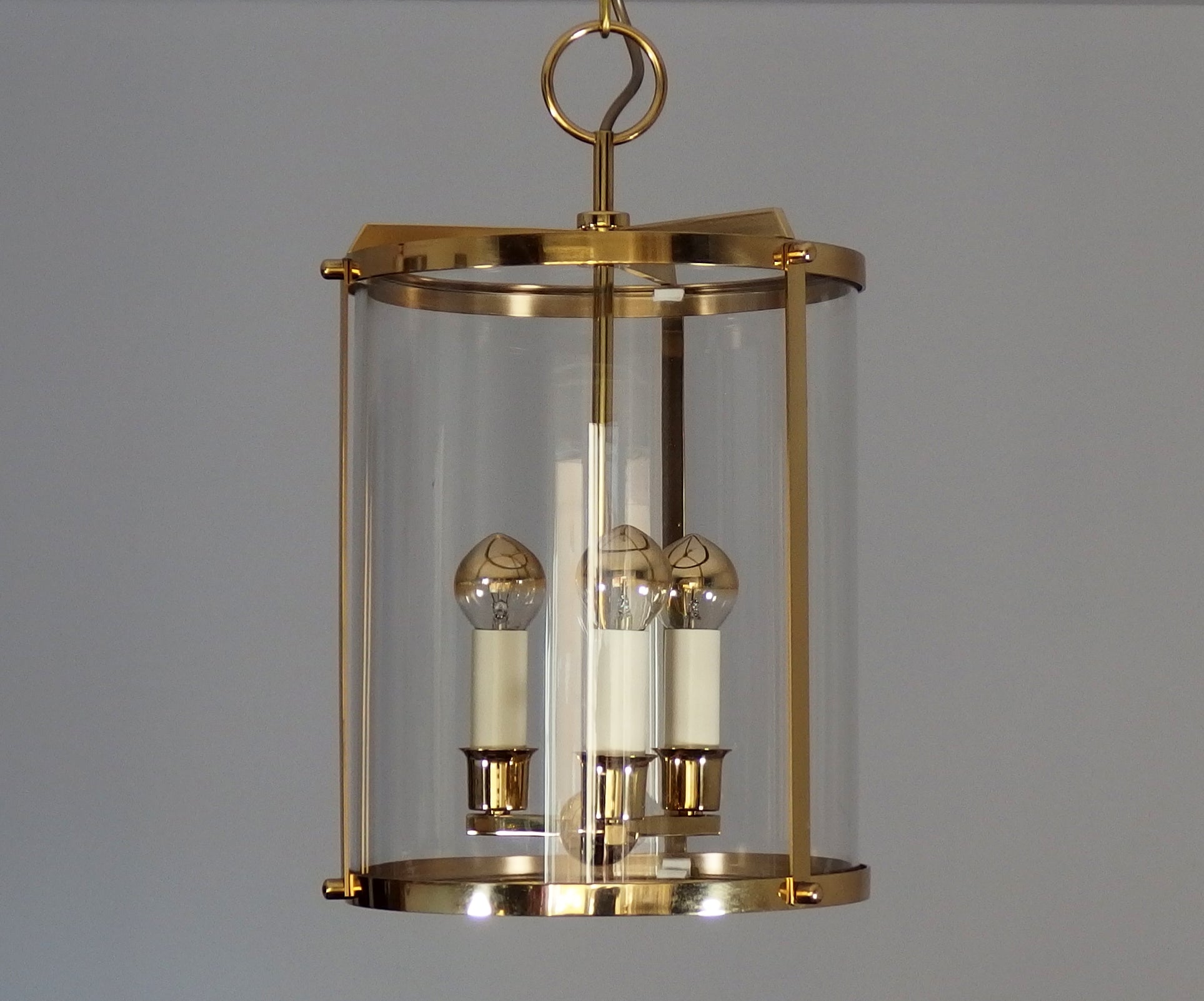 1970s 3 lights brass and glass chandelier - Retro Lamp Shop