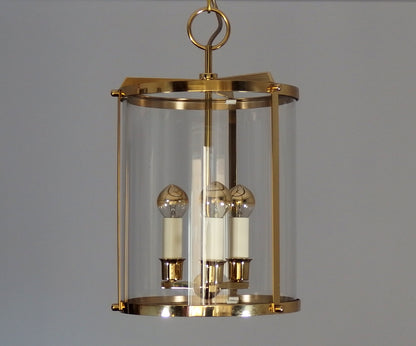 1970s 3 lights brass and glass chandelier - Retro Lamp Shop