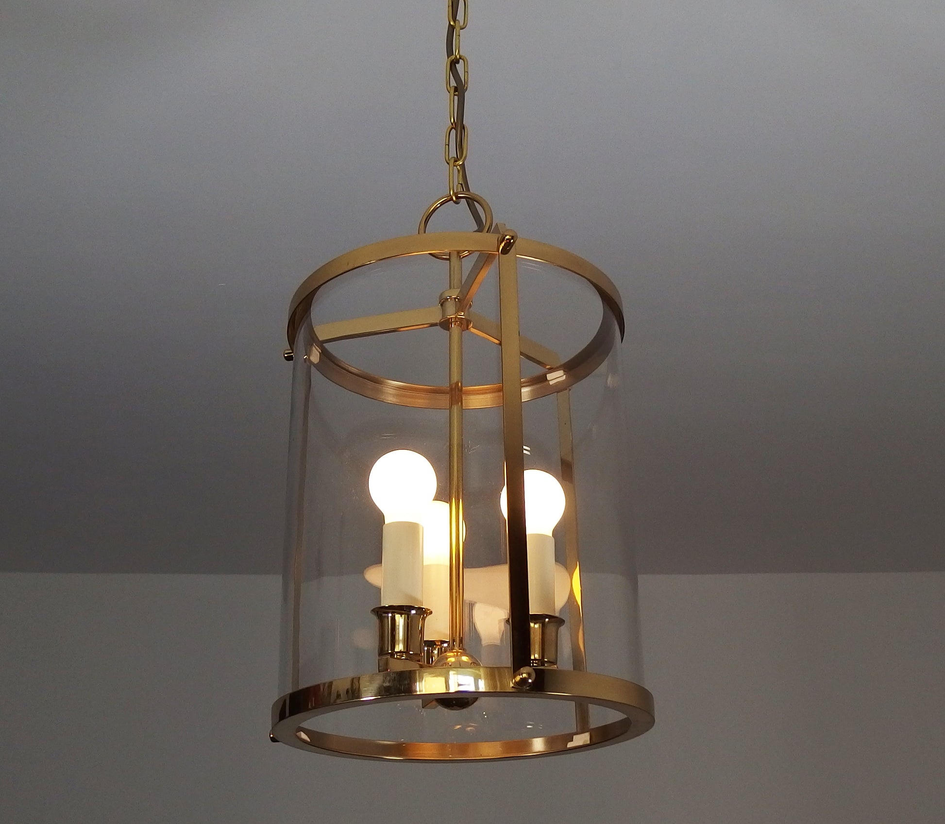 1970s 3 lights brass and glass chandelier - Retro Lamp Shop