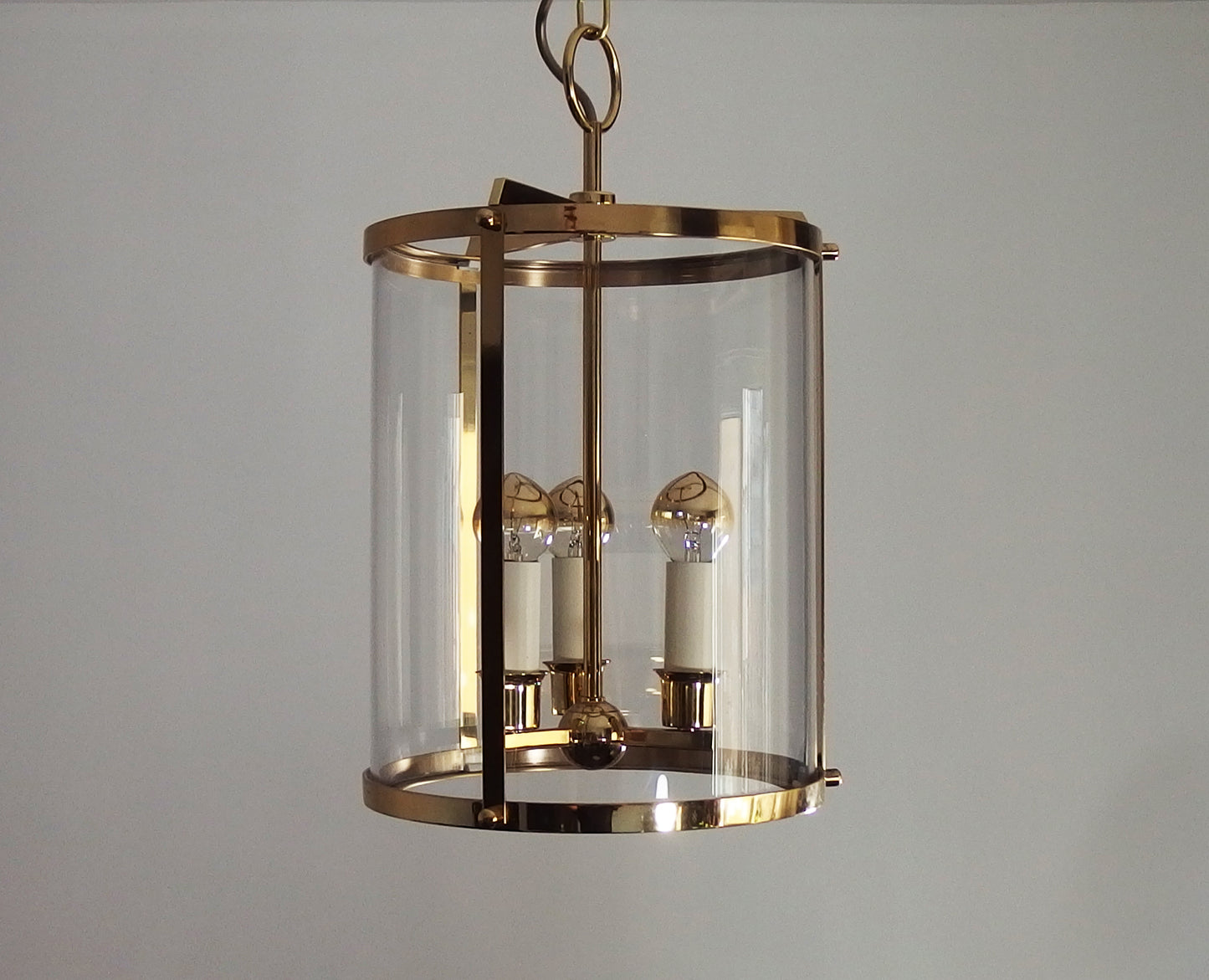 1970s 3 lights brass and glass chandelier - Retro Lamp Shop