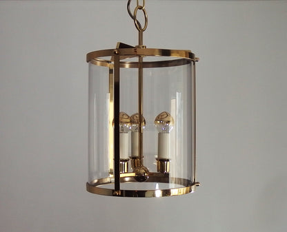 1970s 3 lights brass and glass chandelier - Retro Lamp Shop