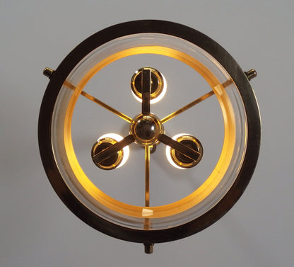 1970s 3 lights brass and glass chandelier - Retro Lamp Shop