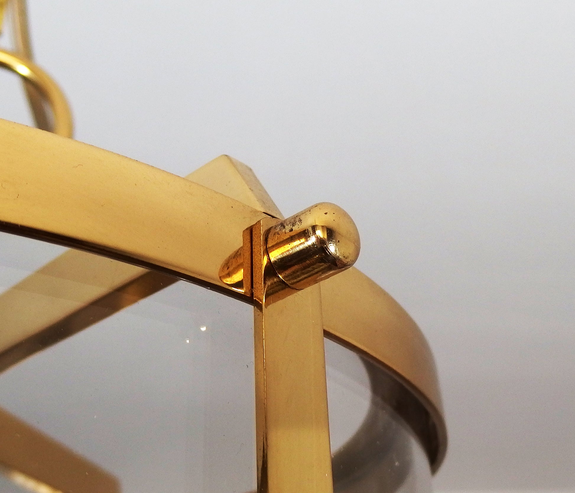 1970s 3 lights brass and glass chandelier - Retro Lamp Shop