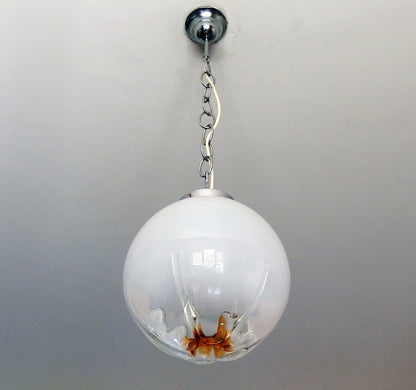 1970s Murano ceiling light with Murano handblown glass globe