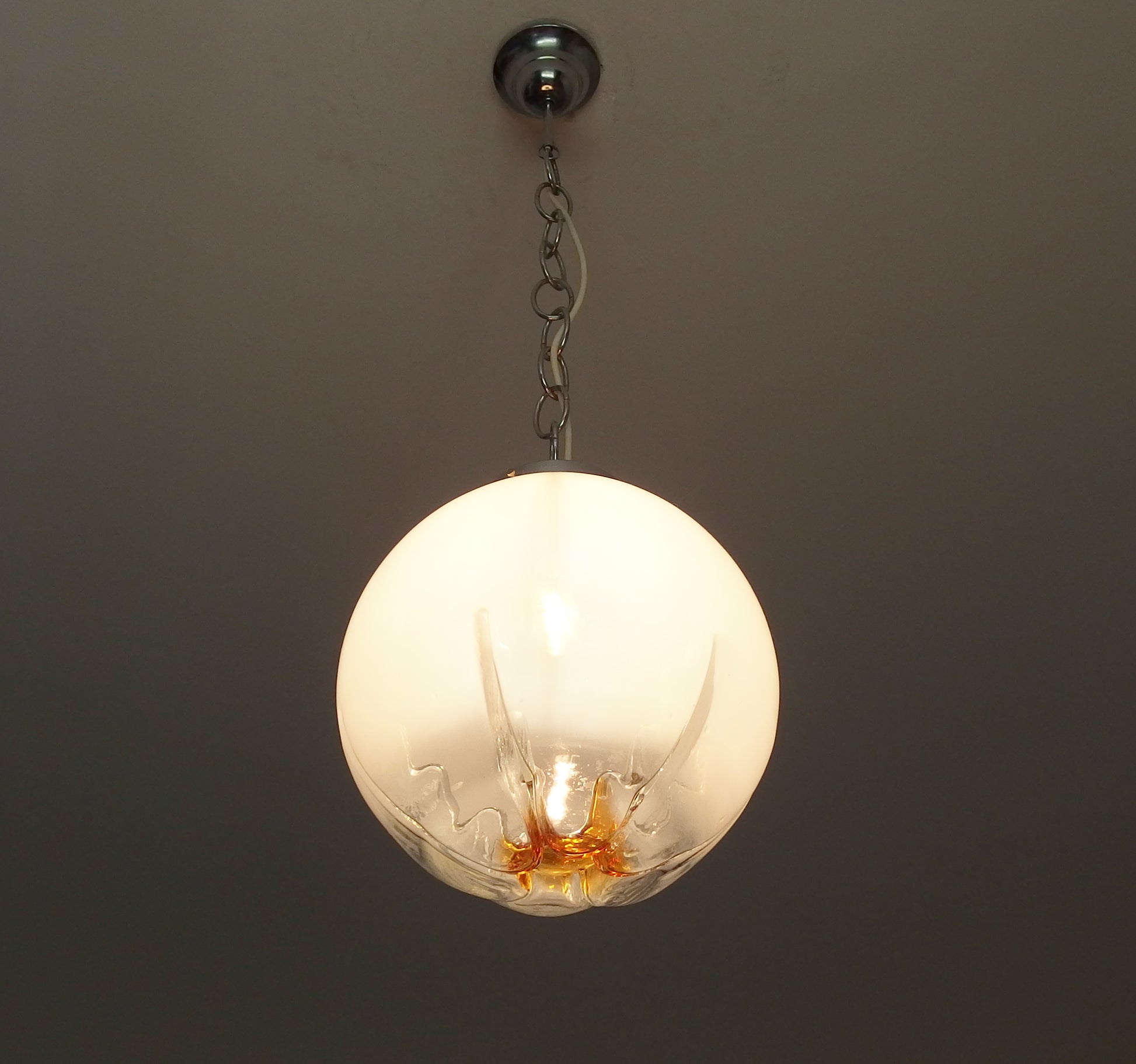 1970s Murano ceiling light with Murano handblown glass globe