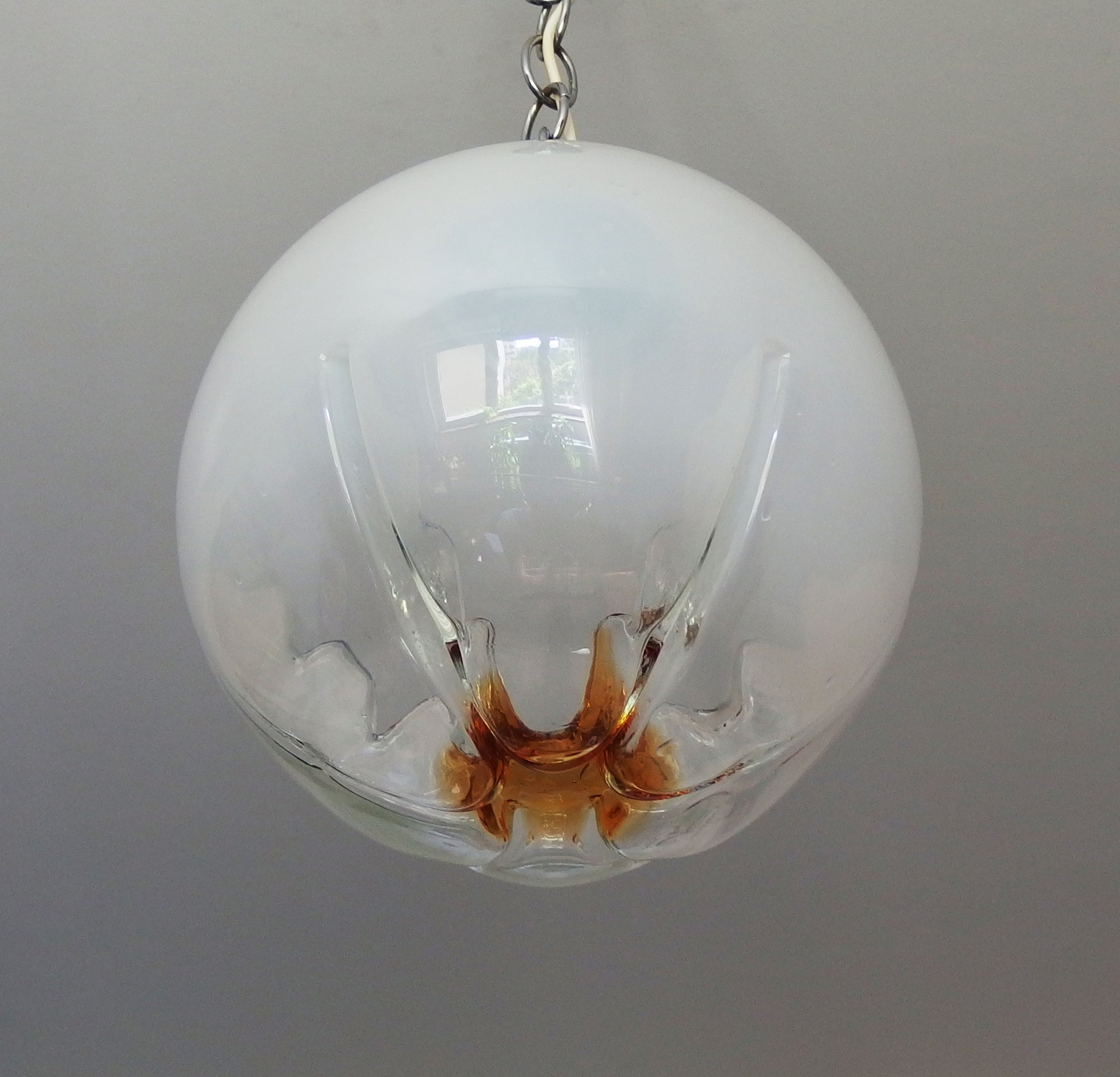 1970s Murano ceiling light with Murano handblown glass globe