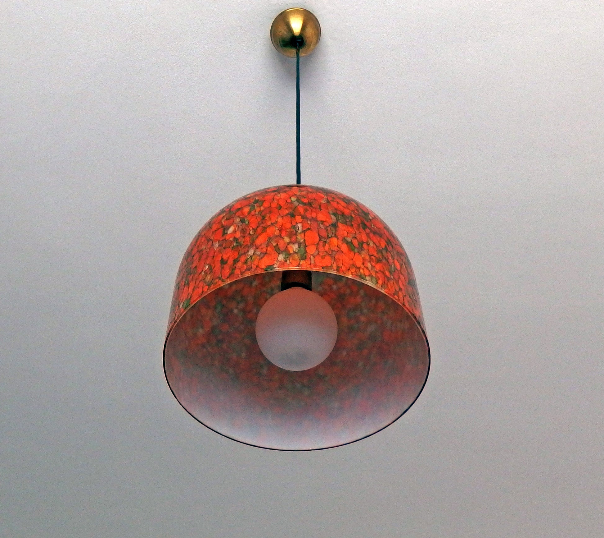 1970s Peill and Putzler pendant light with Murano glass shade - Retro Lamp Shop