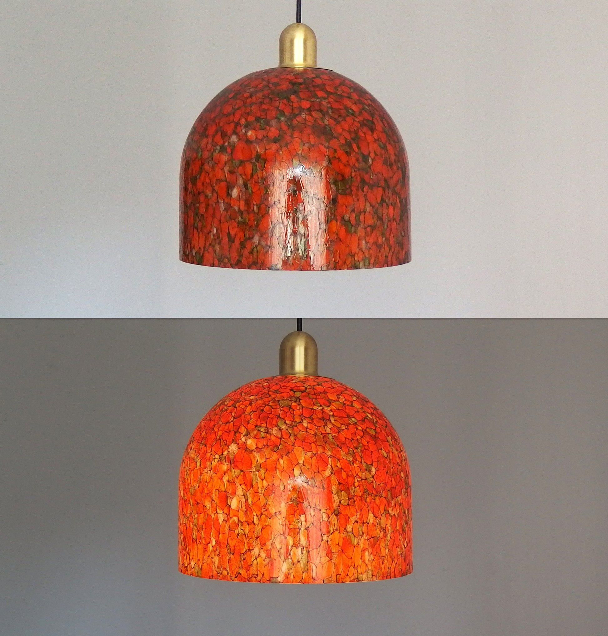 1970s Peill and Putzler pendant light with Murano glass shade - Retro Lamp Shop