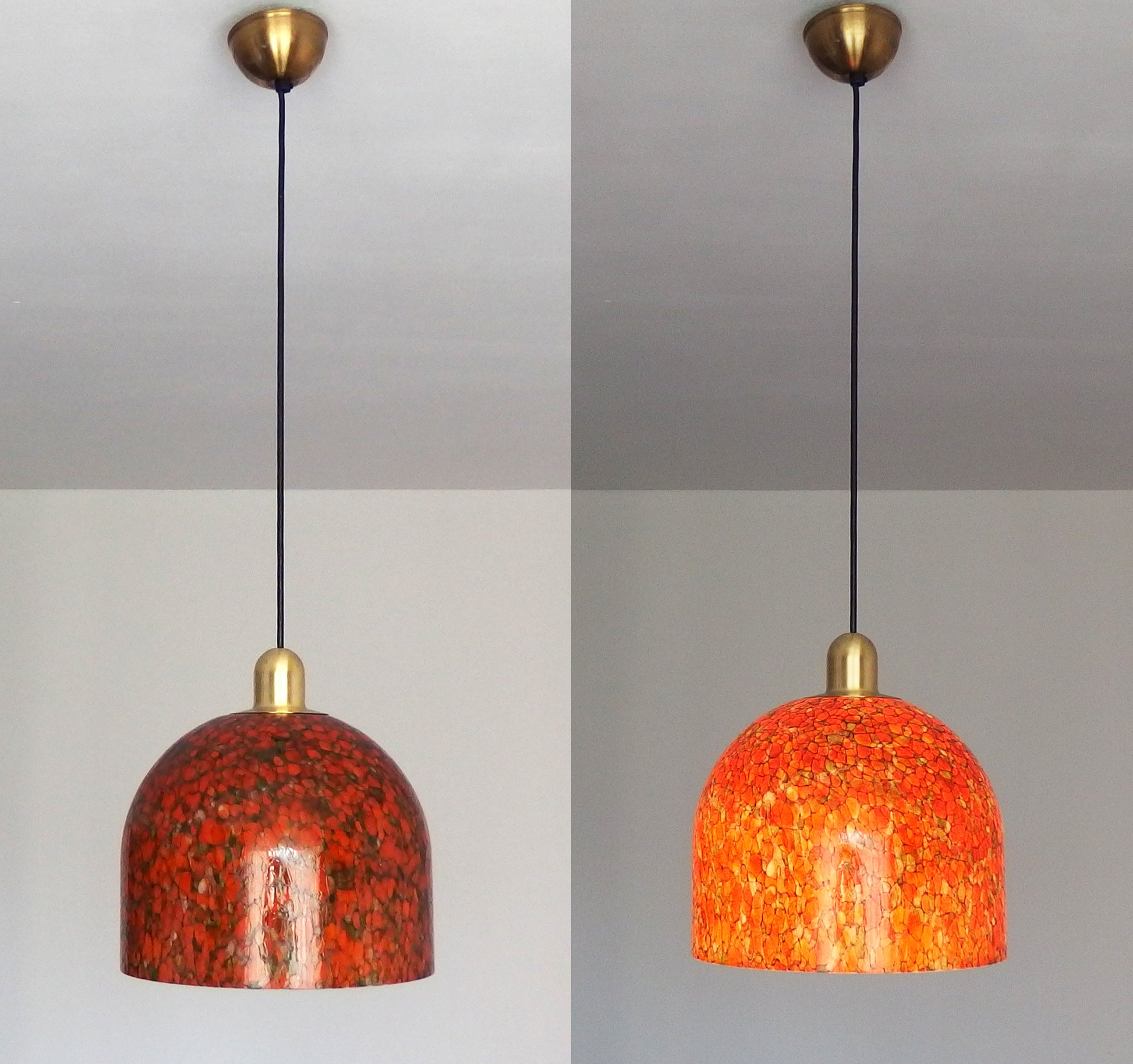 1970s Peill and Putzler pendant light with Murano glass shade - Retro Lamp Shop