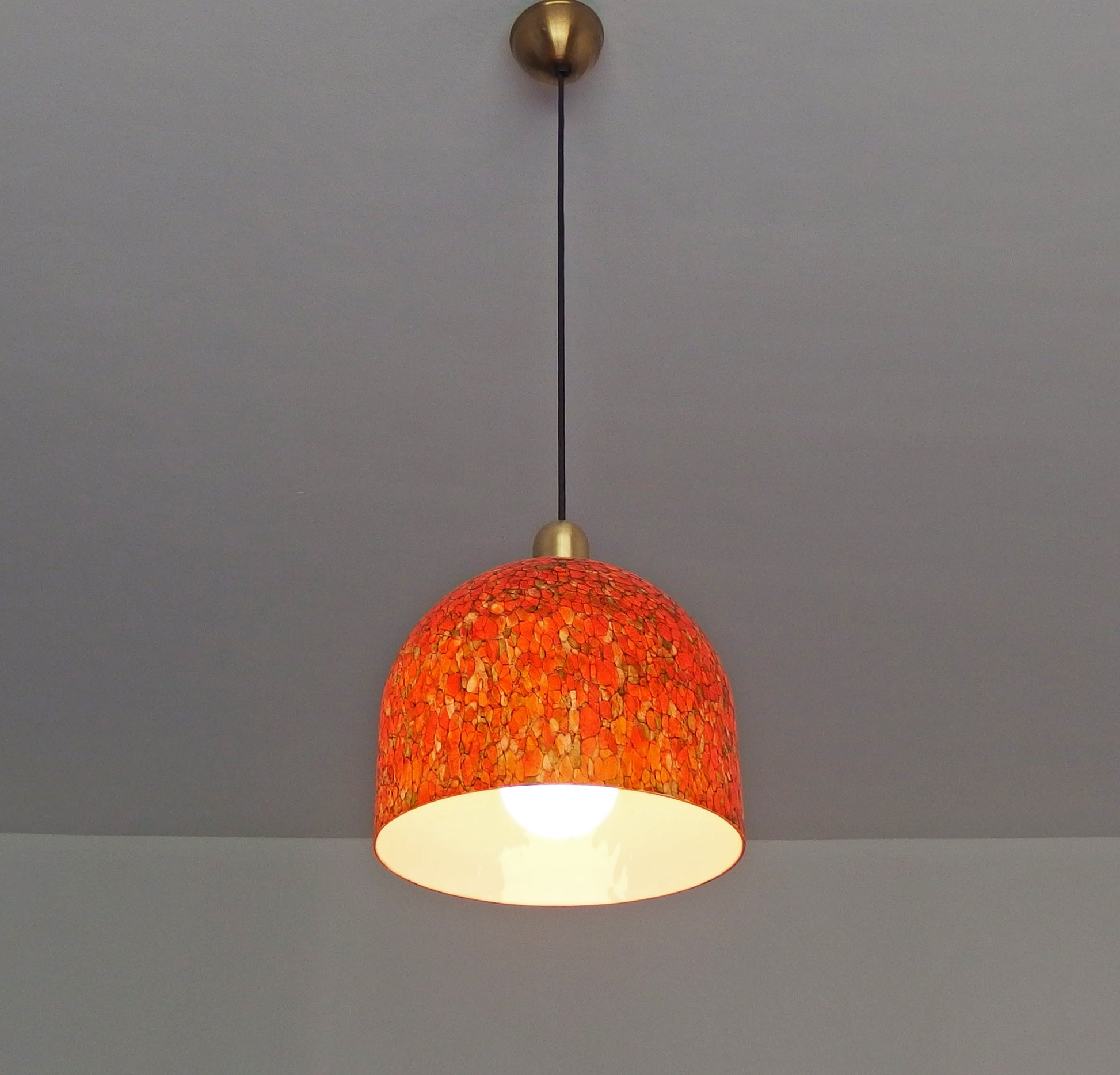 1970s Peill and Putzler pendant light with Murano glass shade - Retro Lamp Shop
