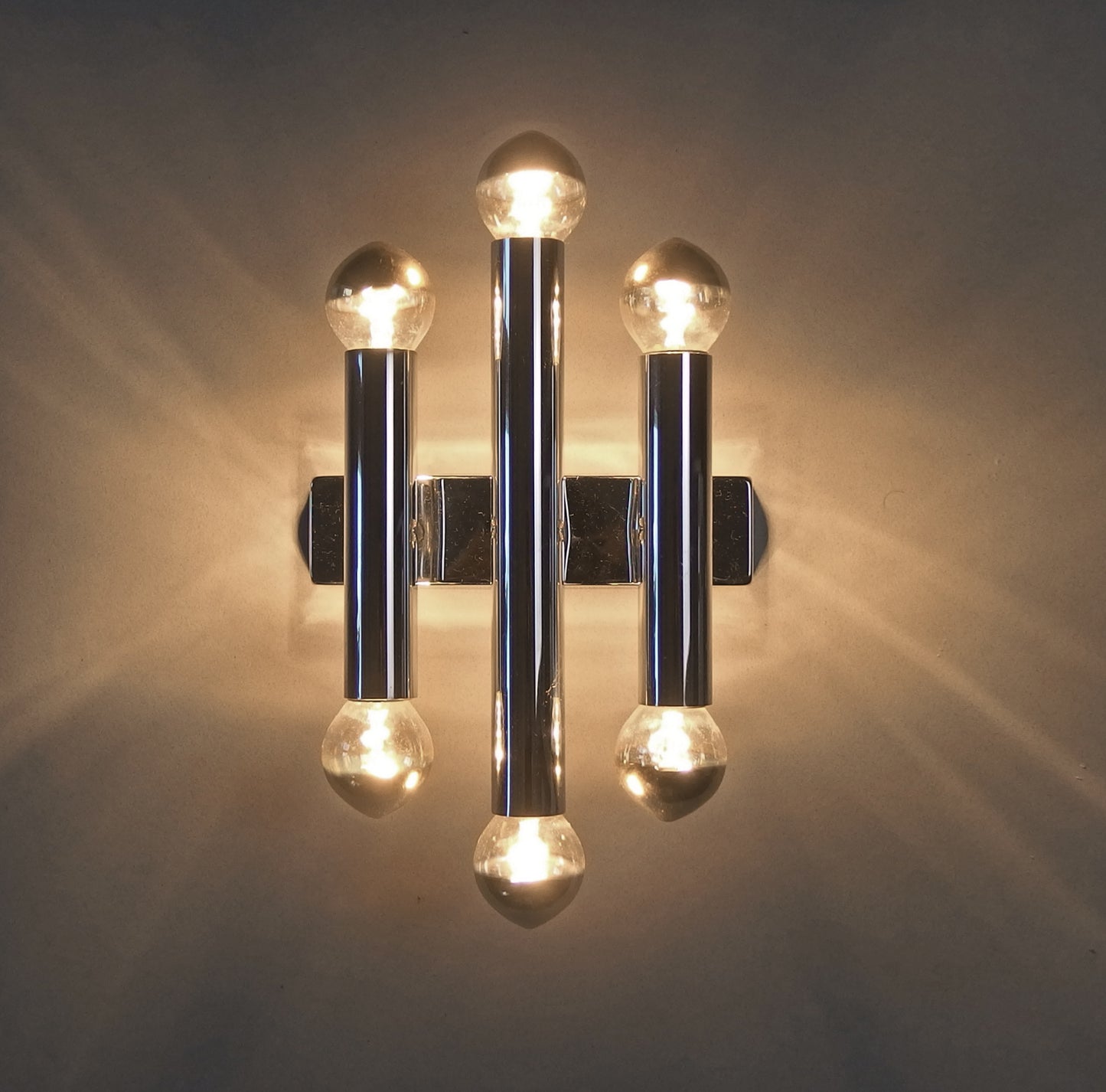 1 of 3 1970's Sciolari style 6 lights chrome sconces from Doria Leuchten - Retro Lamp Shop