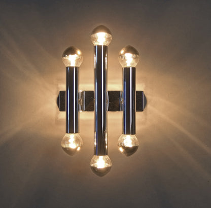 1 of 3 1970's Sciolari style 6 lights chrome sconces from Doria Leuchten - Retro Lamp Shop