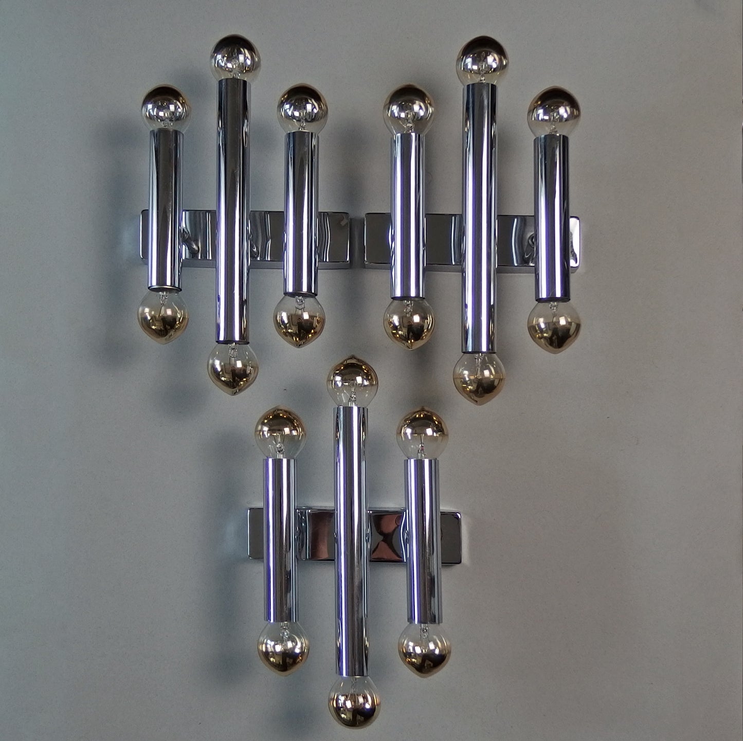 1 of 3 1970's Sciolari style 6 lights chrome sconces from Doria Leuchten - Retro Lamp Shop