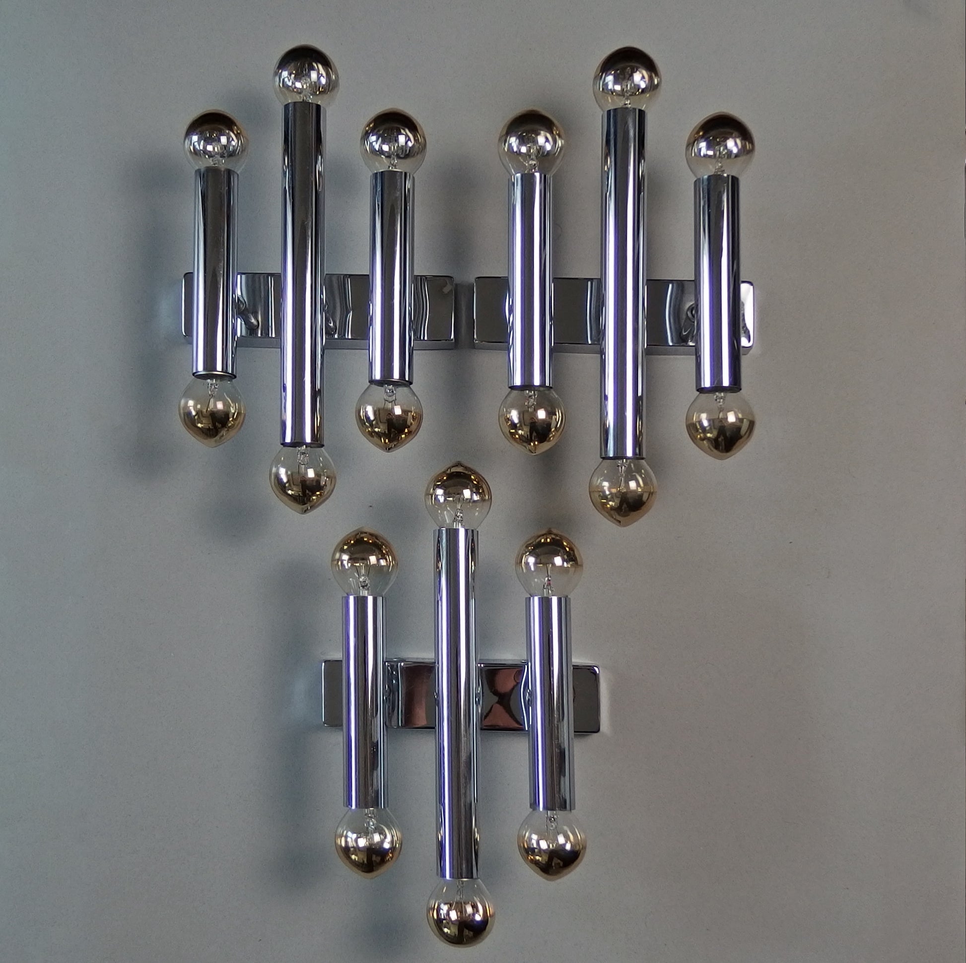 1 of 3 1970's Sciolari style 6 lights chrome sconces from Doria Leuchten - Retro Lamp Shop