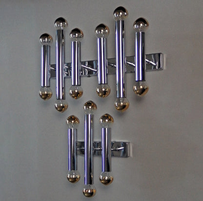 1 of 3 1970's Sciolari style 6 lights chrome sconces from Doria Leuchten - Retro Lamp Shop