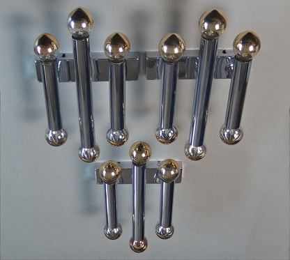 1 of 3 1970's Sciolari style 6 lights chrome sconces from Doria Leuchten - Retro Lamp Shop