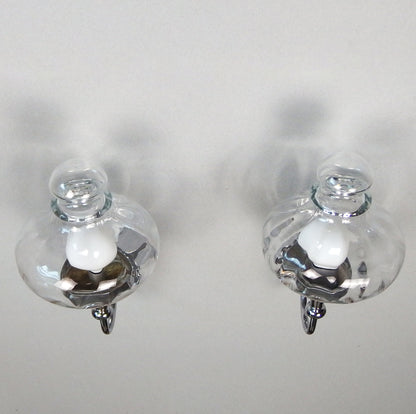 Beautiful pair of 1970s chrome and clear glass sconces from Willa - Retro Lamp Shop