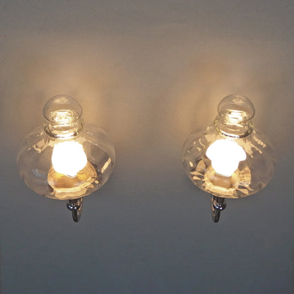 Beautiful pair of 1970s chrome and clear glass sconces from Willa - Retro Lamp Shop