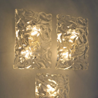 1 of 3 stunning 1970's large Murano ice glass sconces with chrome base from Hillebrand - Retro Lamp Shop
