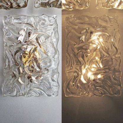 1 of 3 stunning 1970's large Murano ice glass sconces with chrome base from Hillebrand - Retro Lamp Shop
