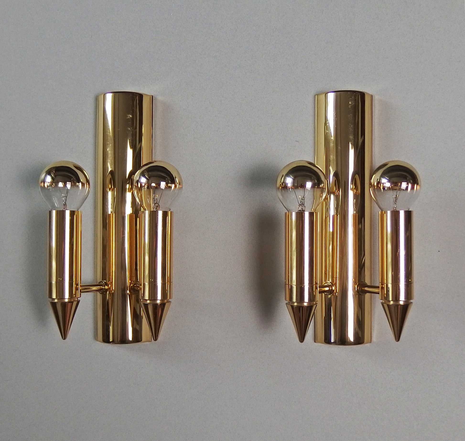 Pair of 1970s brass sconces with 2 lights from TZ Schmitz - Retro Lamp Shop