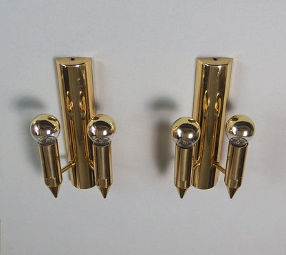 Pair of 1970s brass sconces with 2 lights from TZ Schmitz - Retro Lamp Shop