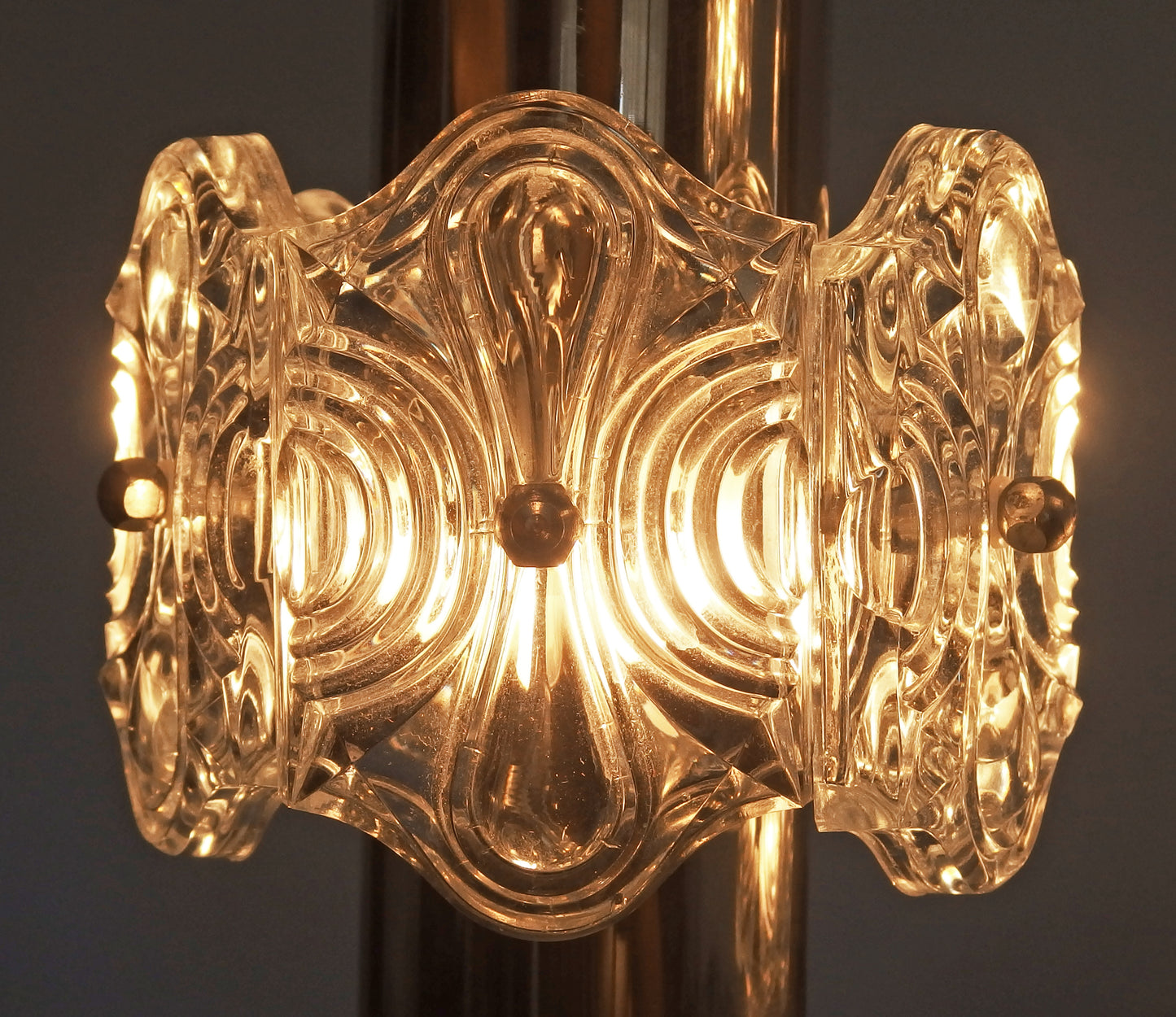 1970s vintage5 lights chrome and crystal cascade ceiling light from Sische - Retro Lamp Shop