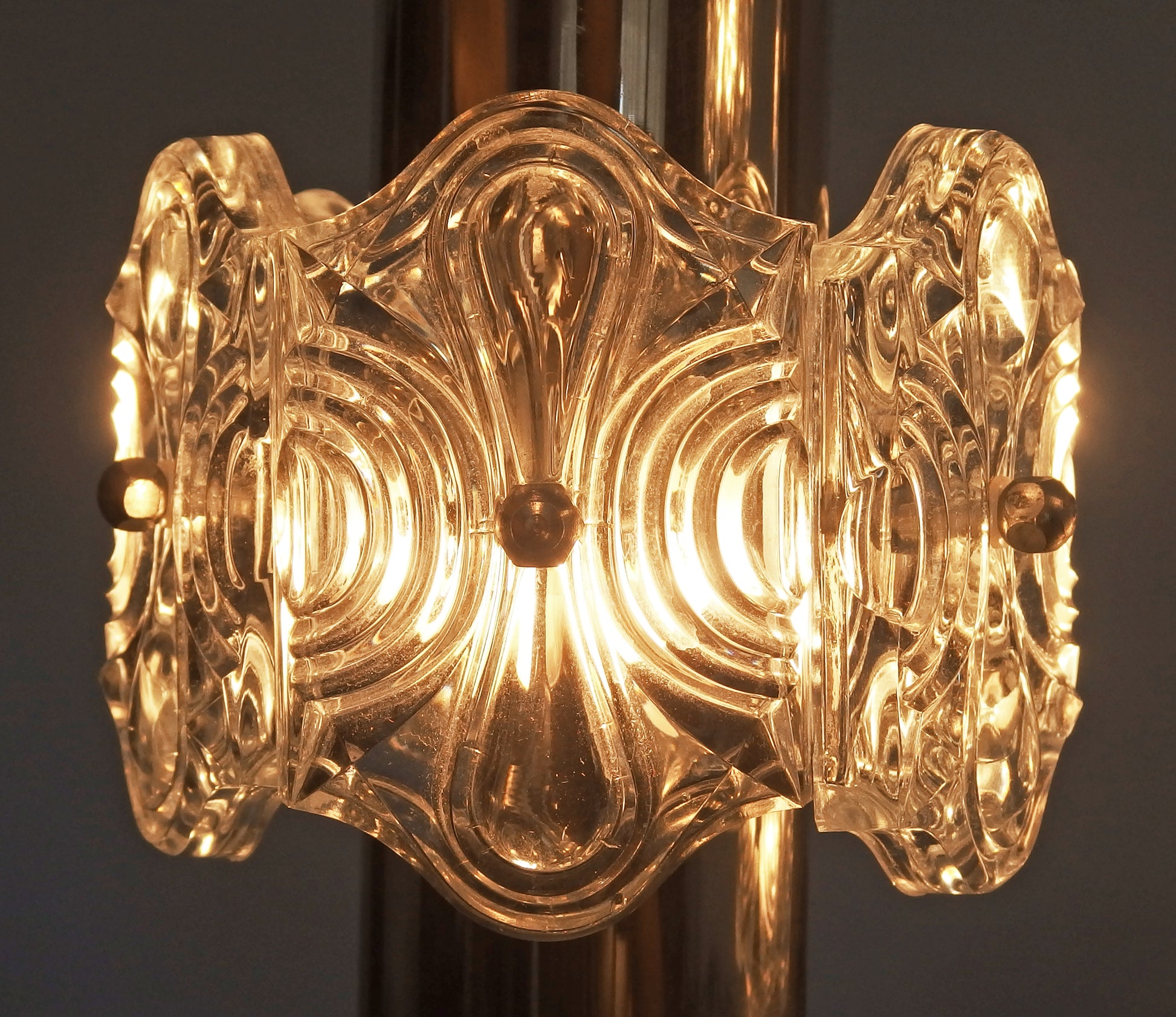 1970s vintage5 lights chrome and crystal cascade ceiling light from Sische - Retro Lamp Shop