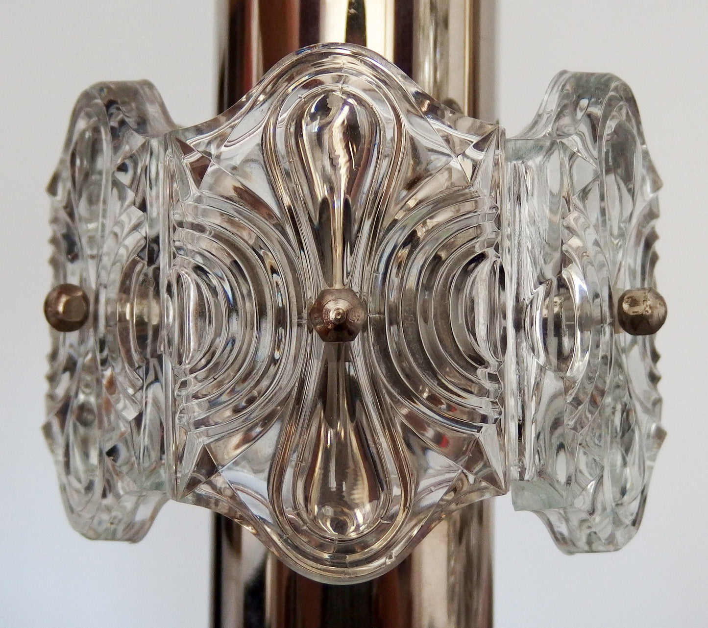 1970s vintage5 lights chrome and crystal cascade ceiling light from Sische - Retro Lamp Shop