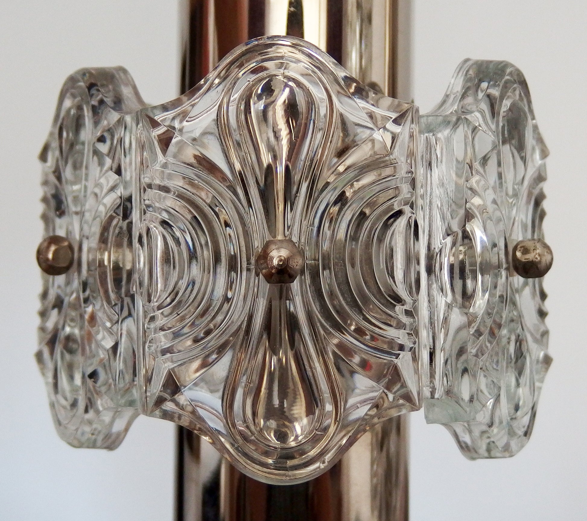 1970s vintage5 lights chrome and crystal cascade ceiling light from Sische - Retro Lamp Shop