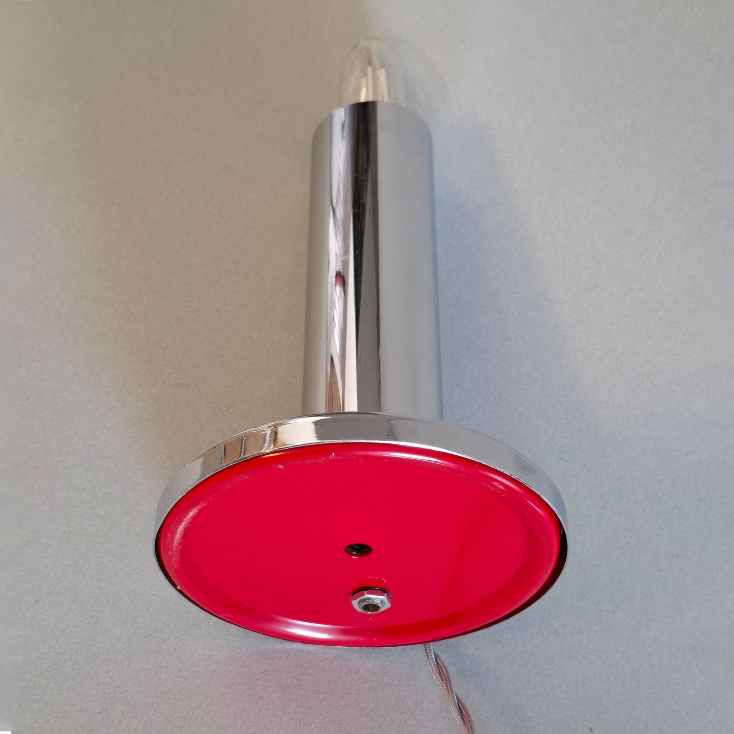 1970s vintage table lamp with chrome foot and frosted white glass globe - Retro Lamp Shop