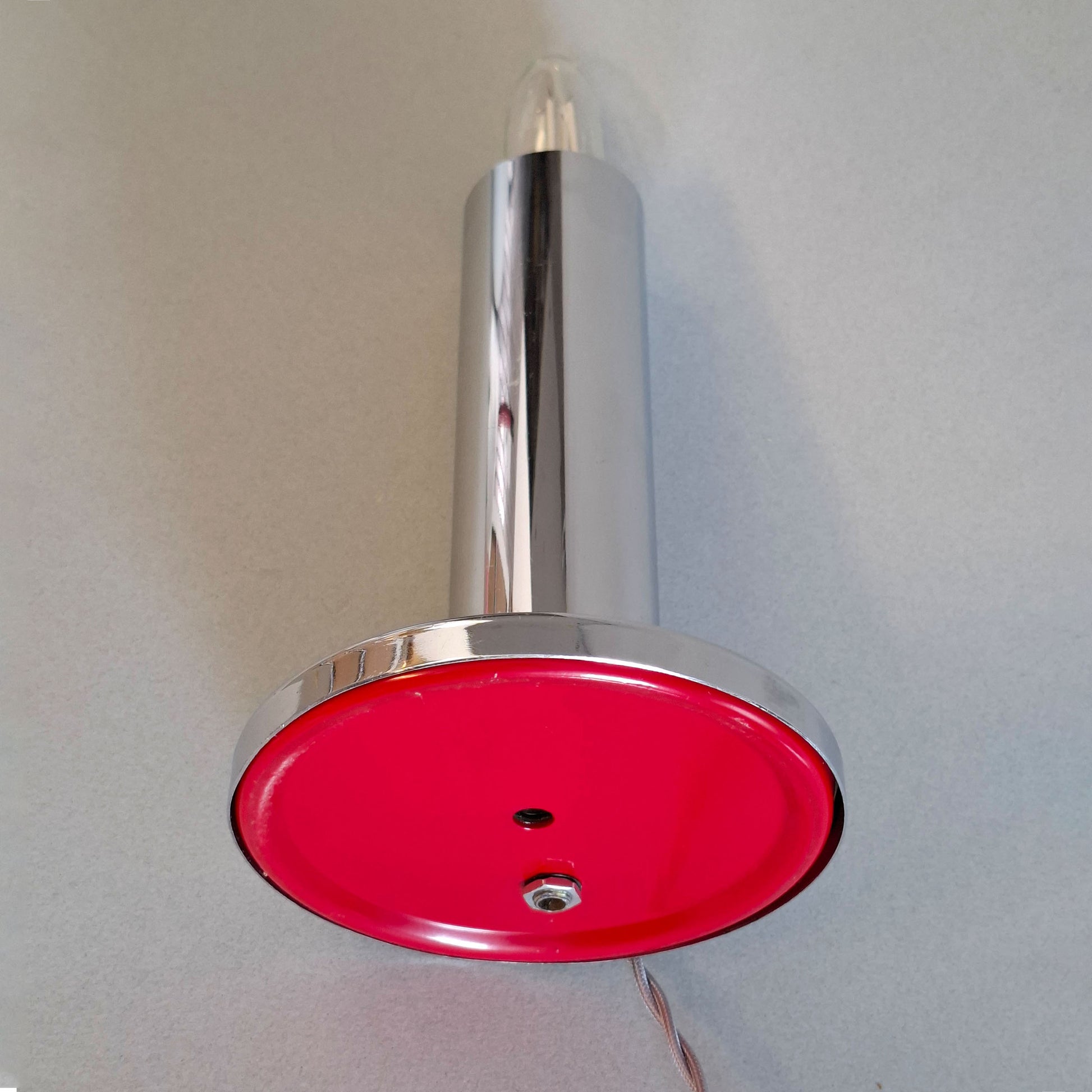 1970s vintage table lamp with chrome foot and frosted white glass globe - Retro Lamp Shop
