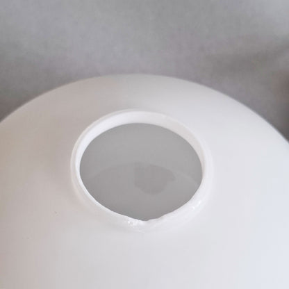 1970s vintage table lamp with chrome foot and frosted white glass globe - Retro Lamp Shop