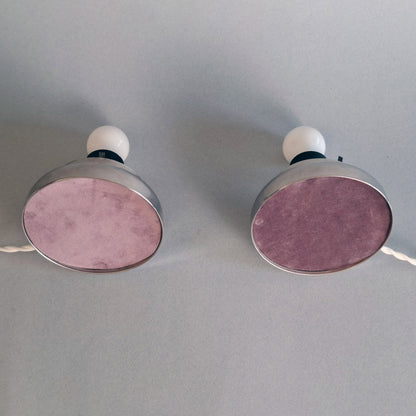 Pair of 1970s vintage table lamps with chrome base and texturized opaline glass shades - Retro Lamp Shop -