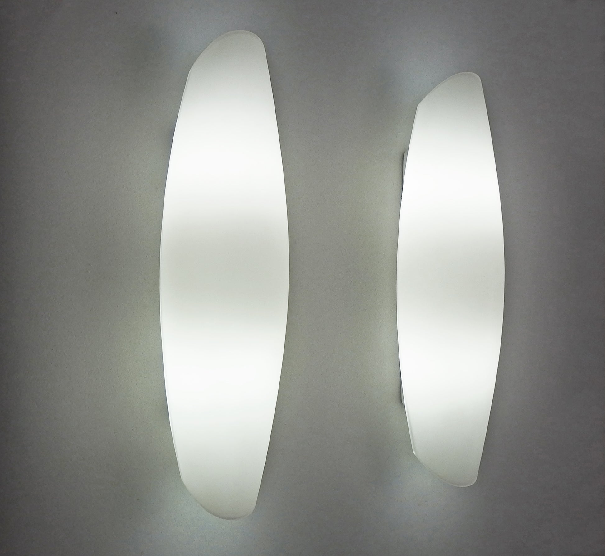 Pair of 1990s white frosted opaline XL sconces from Honsel - Retro Lamp Shop