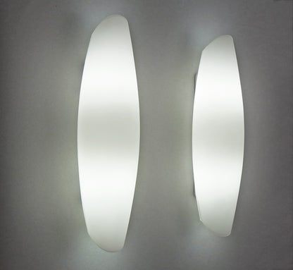 Pair of 1990s white frosted opaline XL sconces from Honsel - Retro Lamp Shop