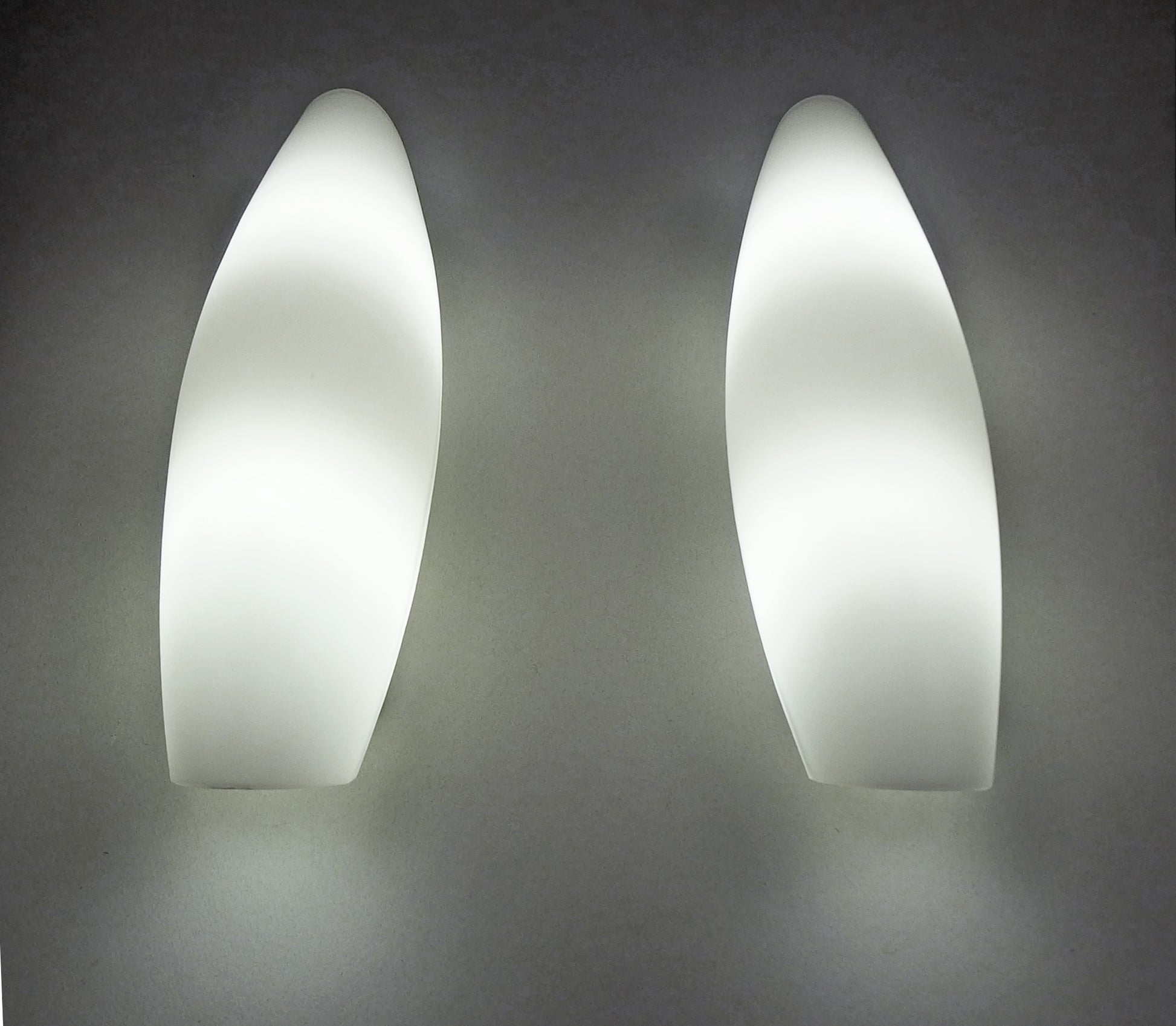 Pair of 1990s white frosted opaline XL sconces from Honsel - Retro Lamp Shop