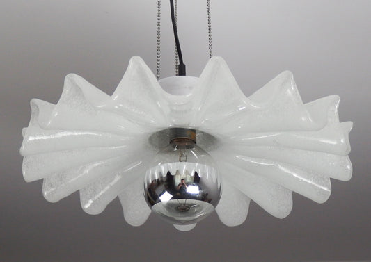 Kaiser vintage Murano glass pendant light with chrome elements - Retro Lamp Shop