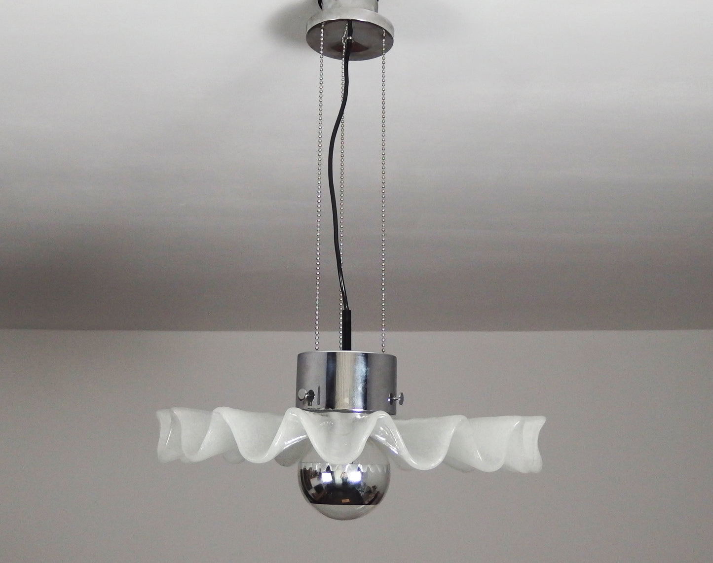 Kaiser vintage Murano glass pendant light with chrome elements - Retro Lamp Shop