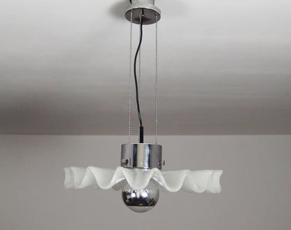 Kaiser vintage Murano glass pendant light with chrome elements - Retro Lamp Shop