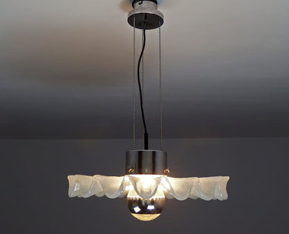 Kaiser vintage Murano glass pendant light with chrome elements - Retro Lamp Shop