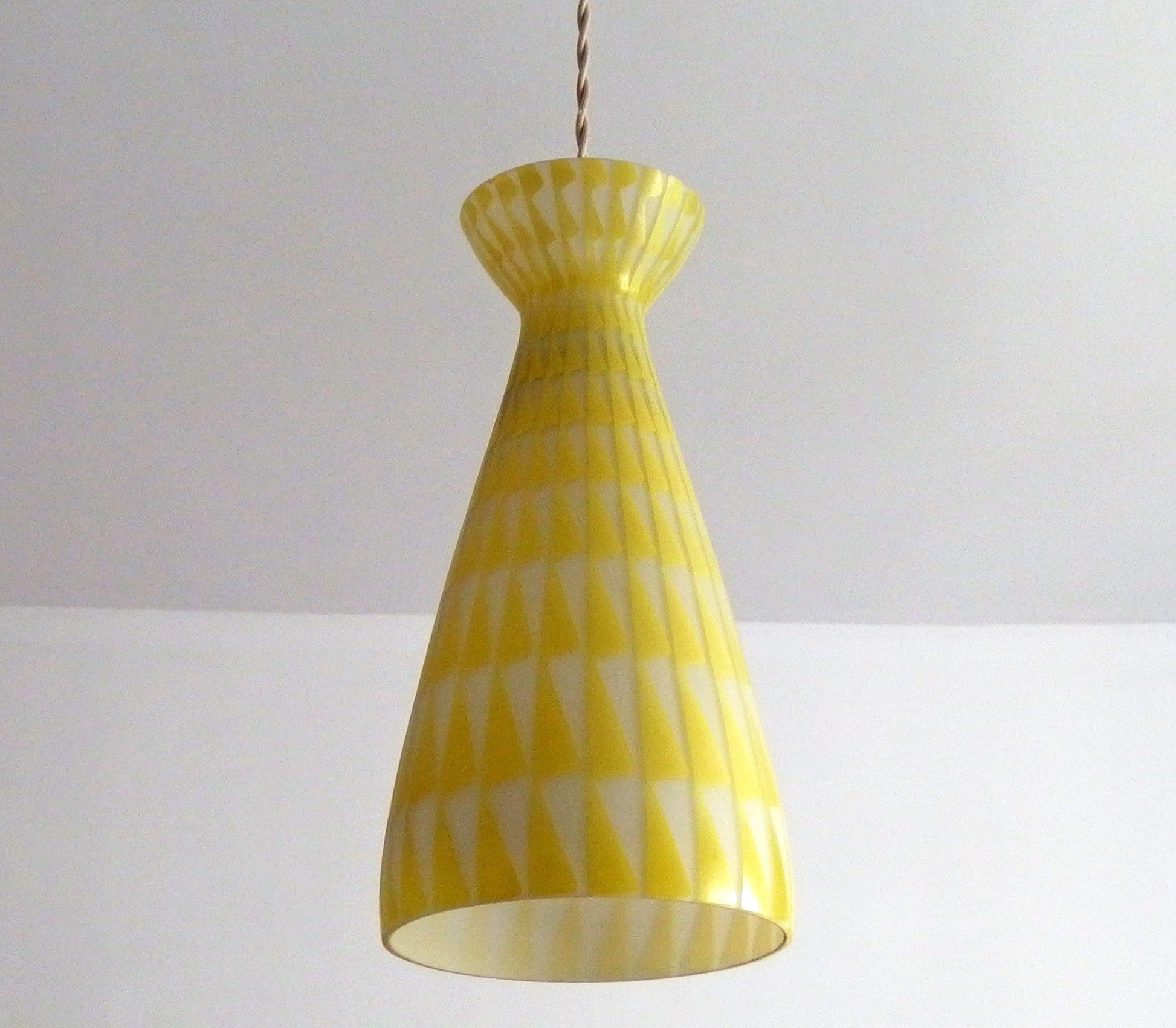 Midcentury 1960s Peill and Putzler yellow glass pendant lamp designed by Aloys Gangkofner - Retro Lamp Shop