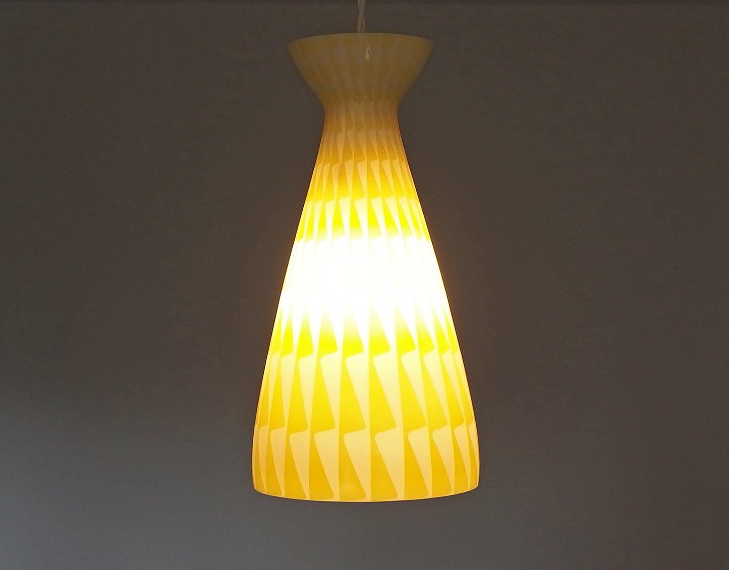 Midcentury 1960s Peill and Putzler yellow glass pendant lamp designed by Aloys Gangkofner - Retro Lamp Shop
