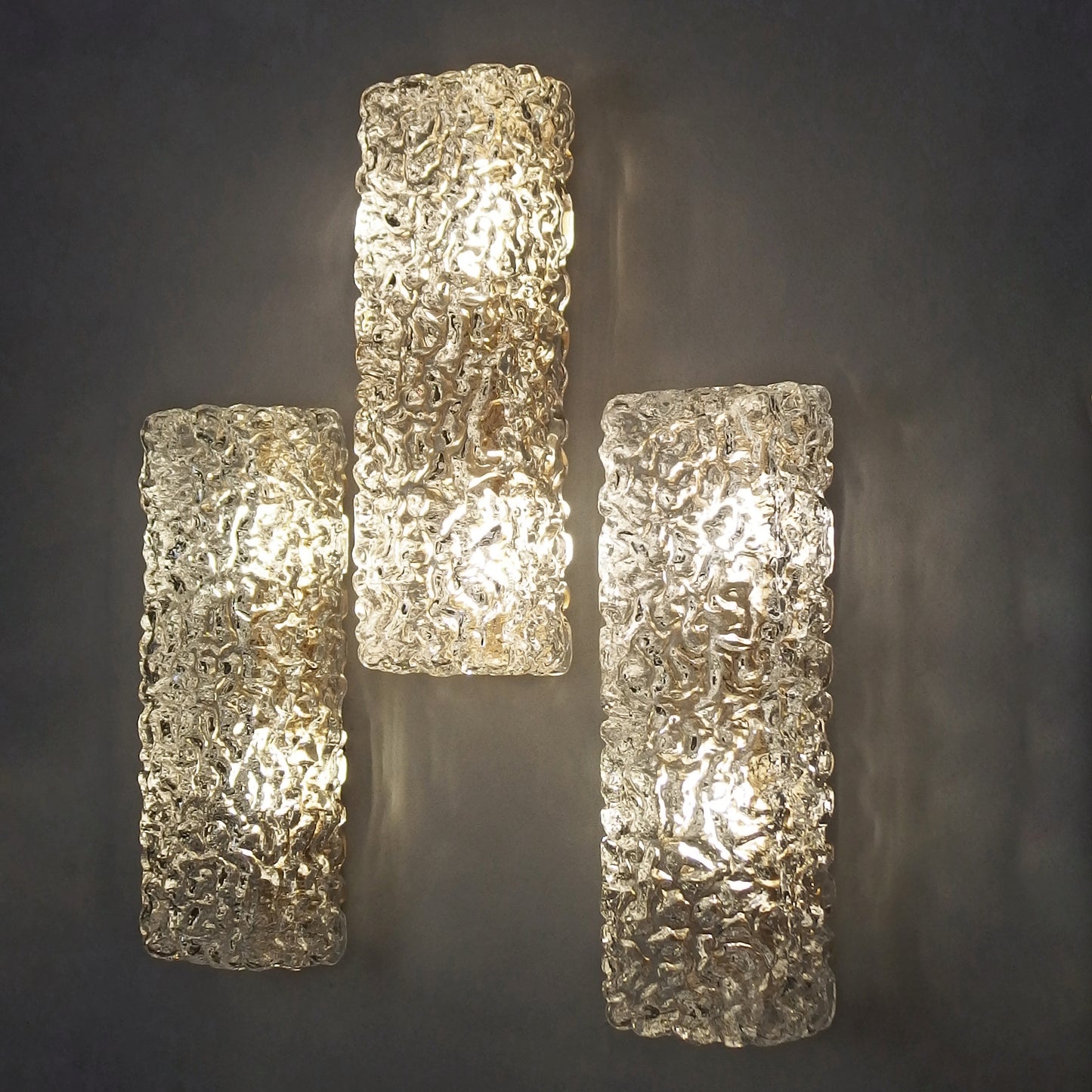 1 of 3 70's bubble glass sconces with gold painted metal base from Limburg - Retro Lamp Shop